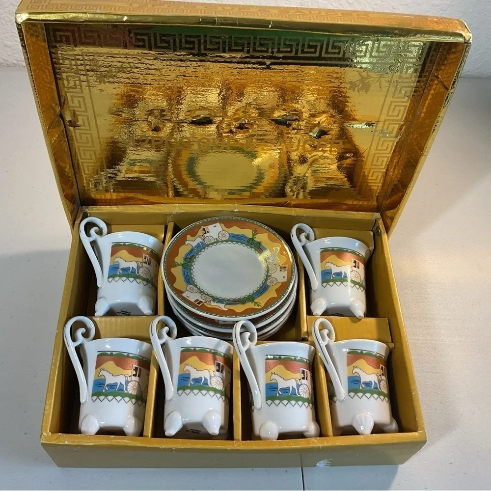 Vintage Horse Carriage Mini Tea Set Rare Southern Charm